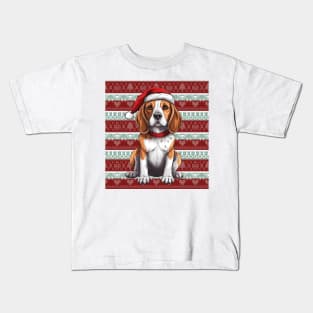 Funny Beagle Dog Christmas Ugly Kids T-Shirt